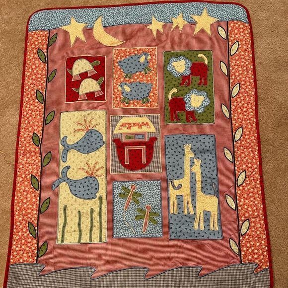 NoJo Crown Crafts Quilt Noah’s Ark Beautifully Done Patchwork Squares - Picture 2 of 11